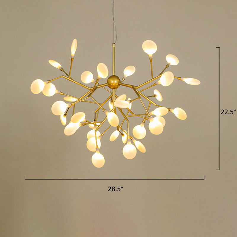 Firefly Chandelier Lighting Nordic Style Acrylic Restaurant LED Pendant Lamp in Gold 36 Gold Clearhalo 'Ceiling Lights' 'Chandeliers' 'Modern Chandeliers' 'Modern' Lighting' 2389978