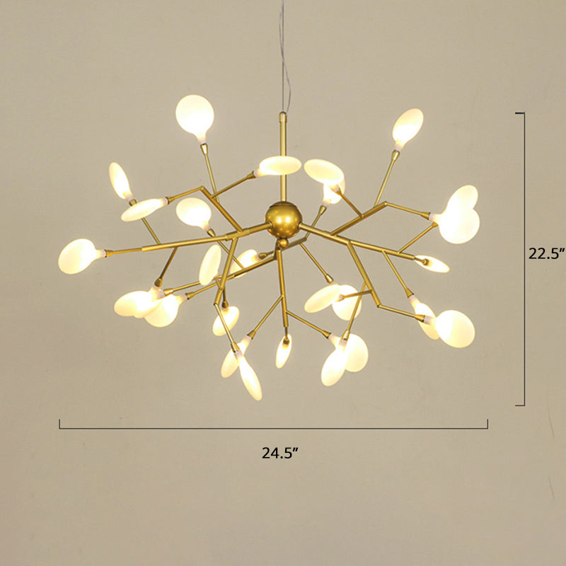 Firefly Chandelier Lighting Nordic Style Acrylic Restaurant LED Pendant Lamp in Gold 27 Gold Clearhalo 'Ceiling Lights' 'Chandeliers' 'Modern Chandeliers' 'Modern' Lighting' 2389979