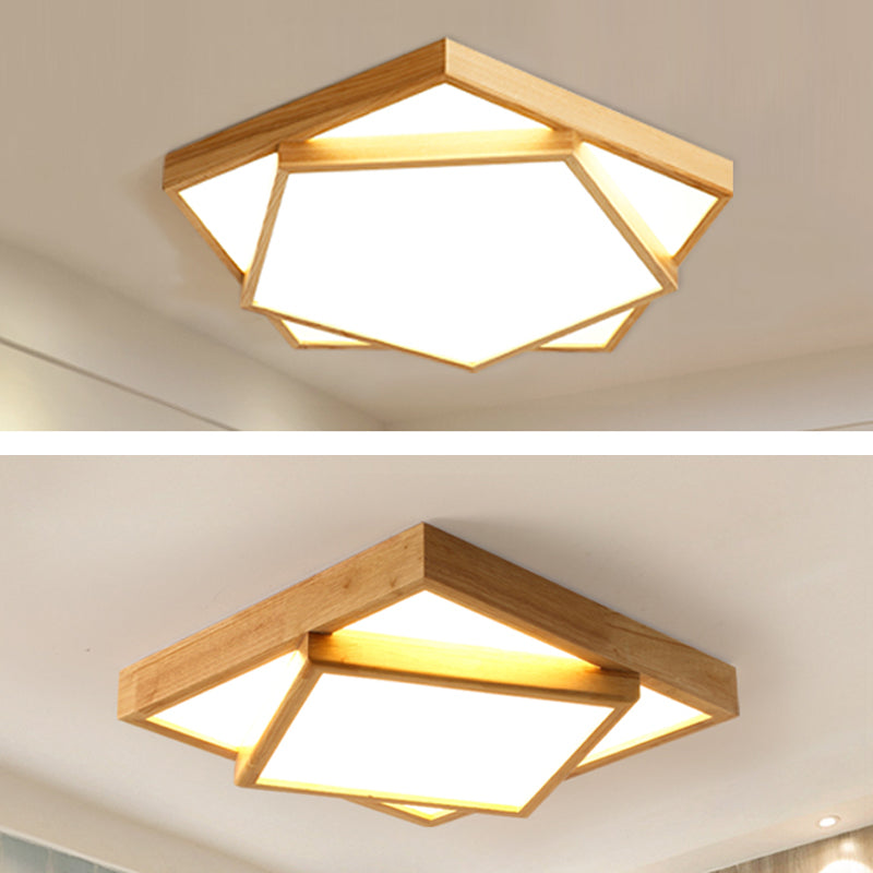 Wood 2-Tiered Flush Light Fixture Nordic LED Acrylic Ceiling Mounted Lamp for Bedroom Clearhalo 'Ceiling Lights' 'Close To Ceiling Lights' 'Close to ceiling' 'Flush mount' Lighting' 2390323