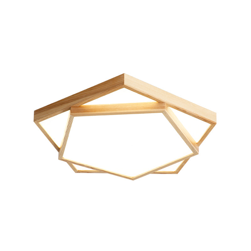 Wood 2-Tiered Flush Light Fixture Nordic LED Acrylic Ceiling Mounted Lamp for Bedroom Clearhalo 'Ceiling Lights' 'Close To Ceiling Lights' 'Close to ceiling' 'Flush mount' Lighting' 2390328