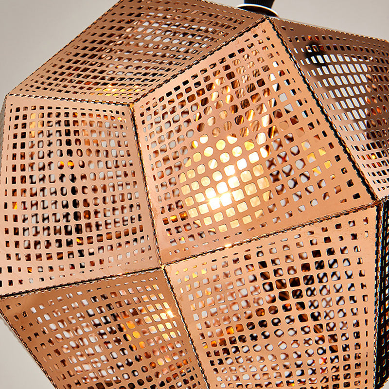 10"/12.5"/19"W Faceted Globe Pendant Lighting Contemporary Metal 1 Light Sliver/Gold/Rose Gold Hanging Ceiling Light Clearhalo 'Ceiling Lights' 'Modern Pendants' 'Modern' 'Pendant Lights' 'Pendants' Lighting' 239166
