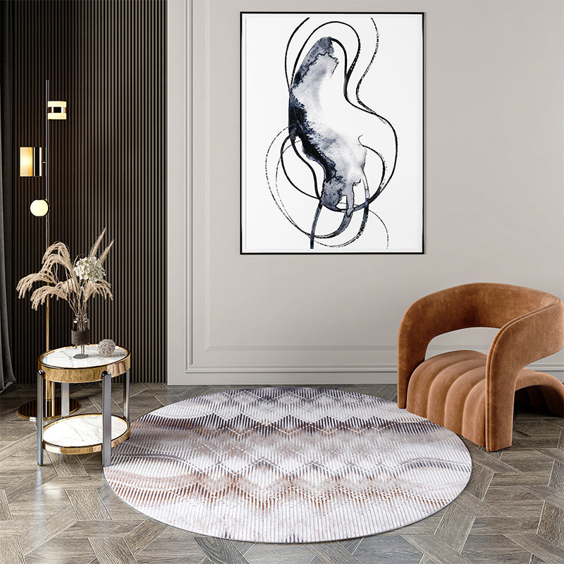 Industrial Living Room Rug Multi Colored Abstract Printed Indoor Rug Polyster Anti-Slip Backing Easy Care Area Carpet White-Brown Clearhalo 'Area Rug' 'Rug' 2392398