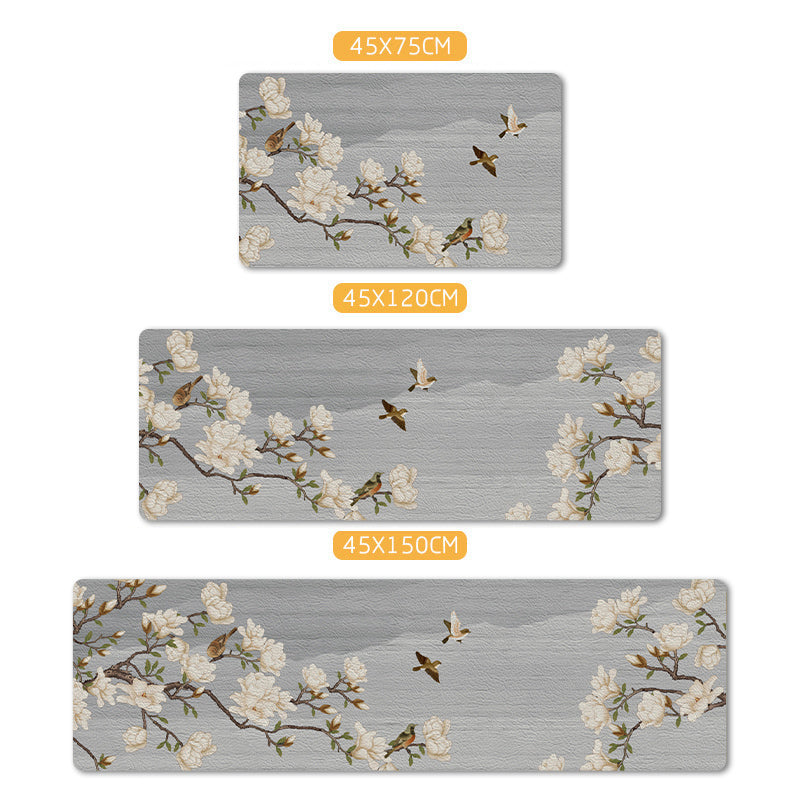 Relaxing Floral Printed Rug Multicolor PVC Indoor Rug Anti-Slip Backing Pet Friendly Area Carpet for Home Grey Clearhalo 'Area Rug' 'Rug' 2393079