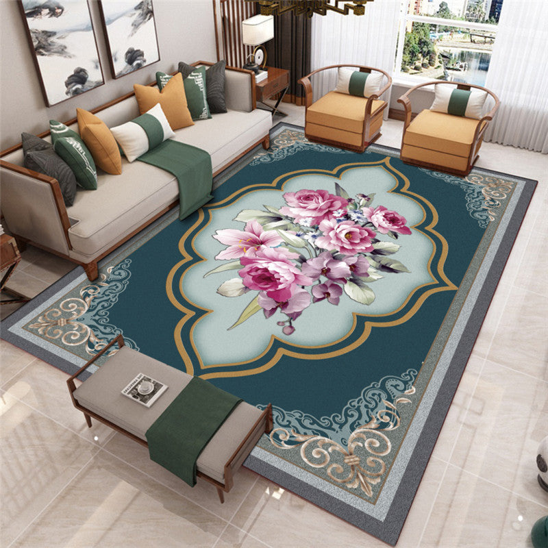 Contemporary Living Room Rug Multi-Color Flower Printed Indoor Rug Polypropylene Pet Friendly Washable Carpet Dark Green Clearhalo 'Area Rug' 'Rug' 2393089