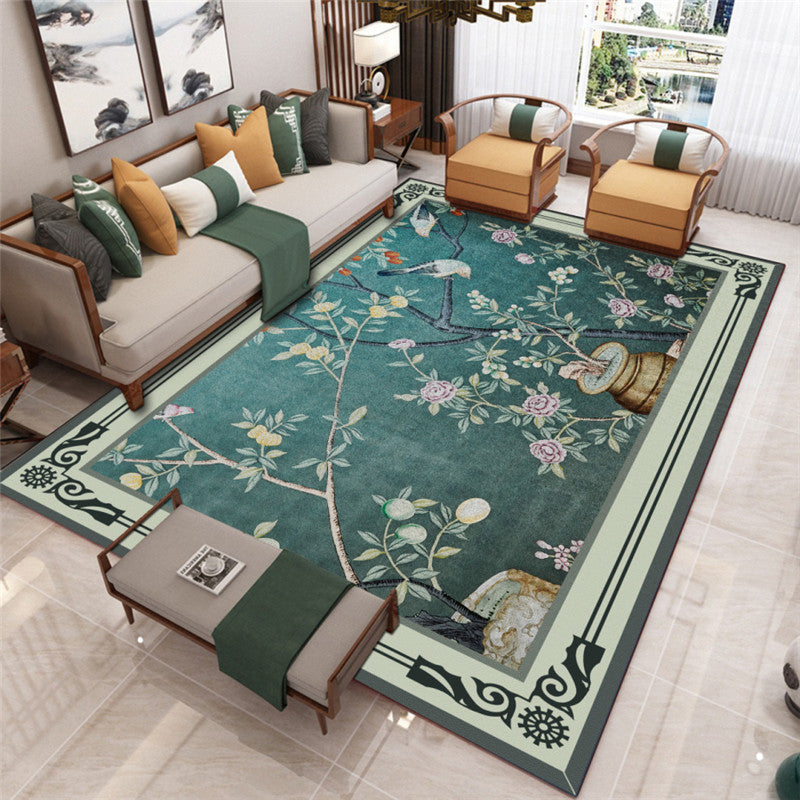 Contemporary Living Room Rug Multi-Color Flower Printed Indoor Rug Polypropylene Pet Friendly Washable Carpet Green Clearhalo 'Area Rug' 'Rug' 2393091