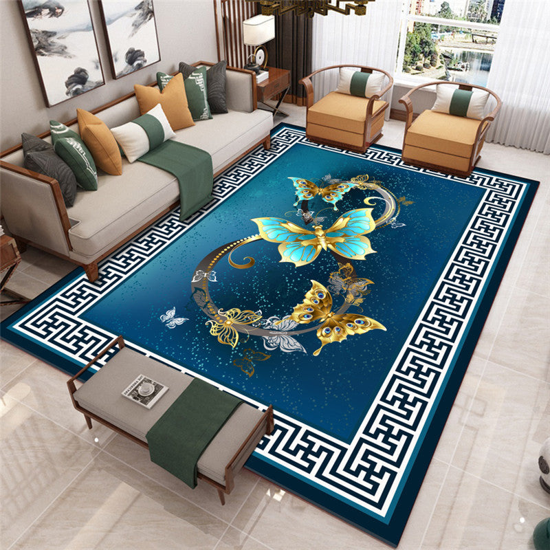 Contemporary Living Room Rug Multi-Color Flower Printed Indoor Rug Polypropylene Pet Friendly Washable Carpet Dark Blue Clearhalo 'Area Rug' 'Rug' 2393099