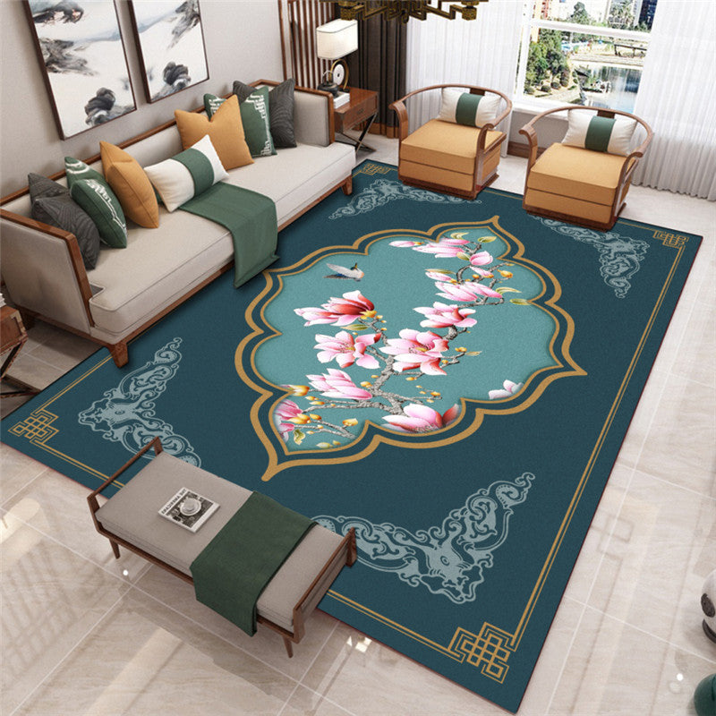 Contemporary Living Room Rug Multi-Color Flower Printed Indoor Rug Polypropylene Pet Friendly Washable Carpet Turquoise Clearhalo 'Area Rug' 'Rug' 2393103