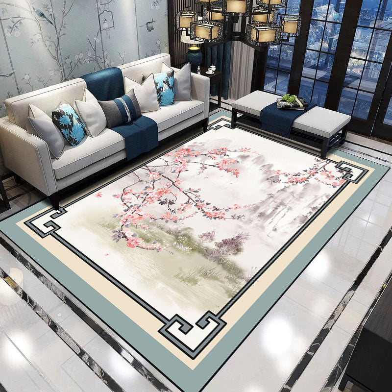 Formal Living Room Rug Multi-Color Floral Printed Carpet Polyster Anti-Slip Backing Machine Washable Rug Pink Clearhalo 'Area Rug' 'Rug' 2393142