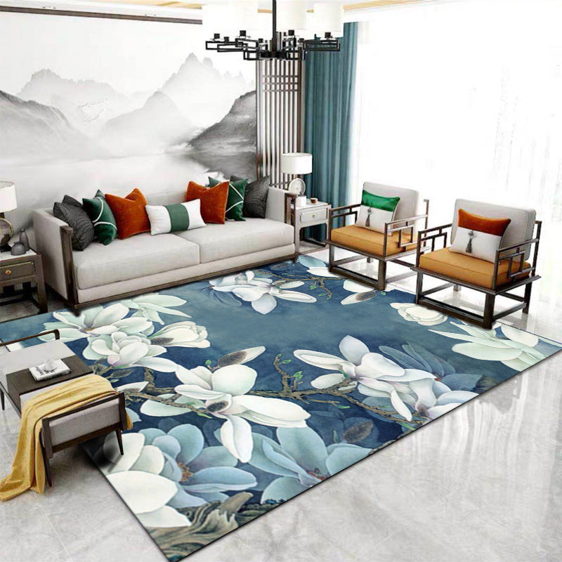 Formal Living Room Rug Multi-Color Patterned Indoor Rug Polyster Anti-Slip Backing Washable Area Carpet Blue Clearhalo 'Area Rug' 'Rug' 2393151