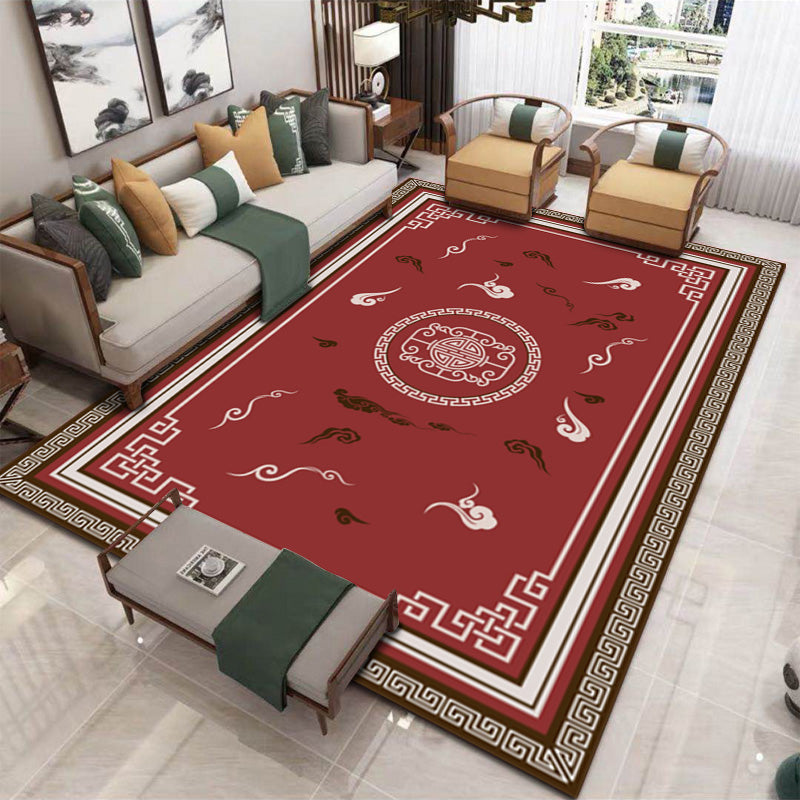 Formal Living Room Rug Multi-Color Patterned Indoor Rug Polyster Anti-Slip Backing Washable Area Carpet Red Clearhalo 'Area Rug' 'Rug' 2393156
