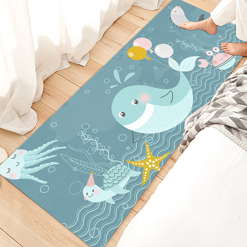 Lovely Bedroom Rug Multicolored Cartoon Print Area Carpet Synthetics Non-Slip Backing Easy Care Indoor Rug Lake Blue Clearhalo 'Area Rug' 'Rug' 2393184