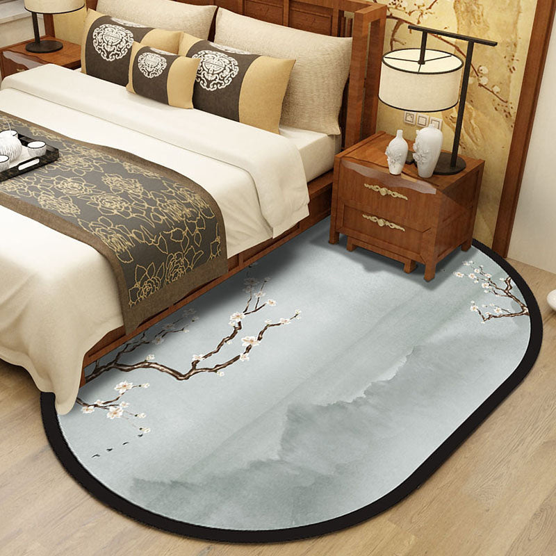 Oriental Bedroom Rug Multi-Color Floral Printed Area Carpet Polyster Non-Slip Backing Easy Care Indoor Rug Grey Clearhalo 'Area Rug' 'Rug' 2393323