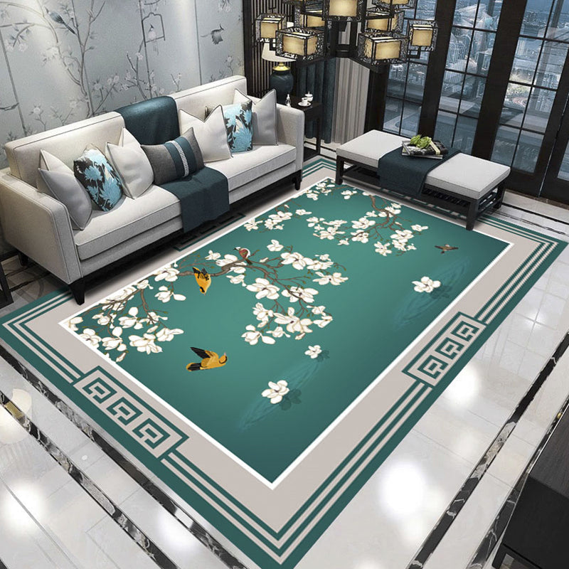 Relaxing Living Room Rug Multi-Color Flower Pattern Area Rug Synthetics Non-Slip Pet Friendly Easy Care Carpet Pea Green Clearhalo 'Area Rug' 'Rug' 2393351