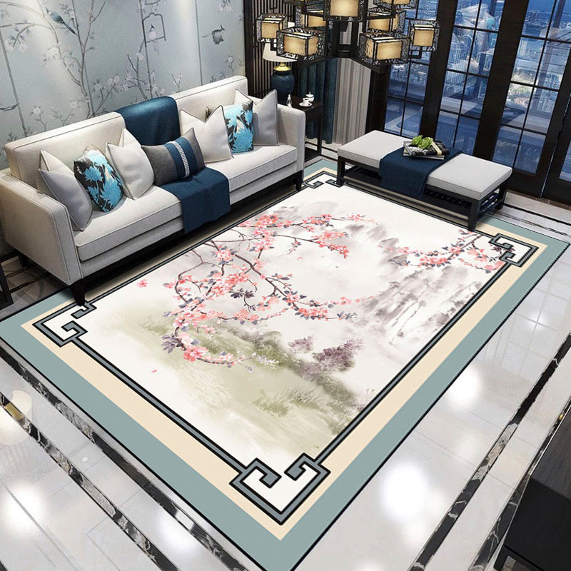 Relaxing Living Room Rug Multi-Color Flower Pattern Area Rug Synthetics Non-Slip Pet Friendly Easy Care Carpet Pink Clearhalo 'Area Rug' 'Rug' 2393352