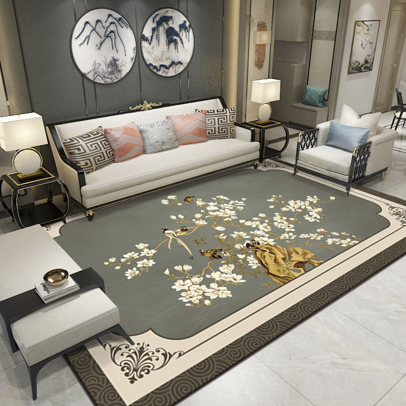 Relaxing Living Room Rug Multi-Color Flower Pattern Area Rug Synthetics Non-Slip Pet Friendly Easy Care Carpet Grey Clearhalo 'Area Rug' 'Rug' 2393356