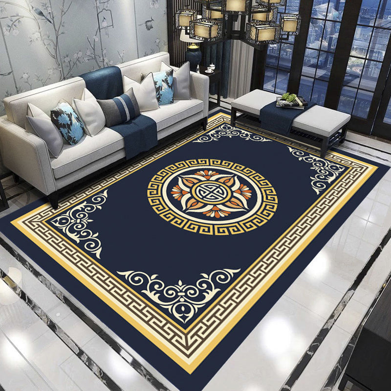 Relaxing Living Room Rug Multi-Color Flower Pattern Area Rug Synthetics Non-Slip Pet Friendly Easy Care Carpet Black Clearhalo 'Area Rug' 'Rug' 2393358