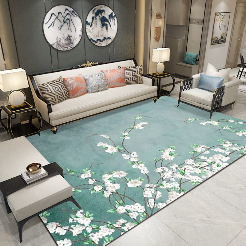Relaxing Living Room Rug Multi-Color Flower Pattern Area Rug Synthetics Non-Slip Pet Friendly Easy Care Carpet Green Clearhalo 'Area Rug' 'Rug' 2393360