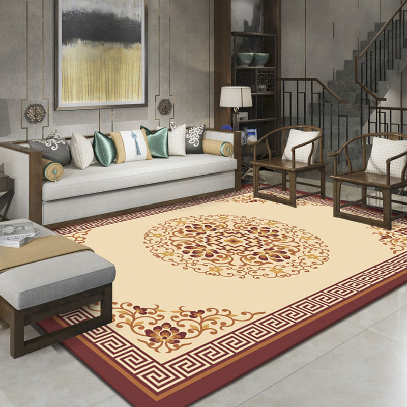 Relaxing Living Room Rug Multi-Color Flower Pattern Area Rug Synthetics Non-Slip Pet Friendly Easy Care Carpet Yellow Clearhalo 'Area Rug' 'Rug' 2393361