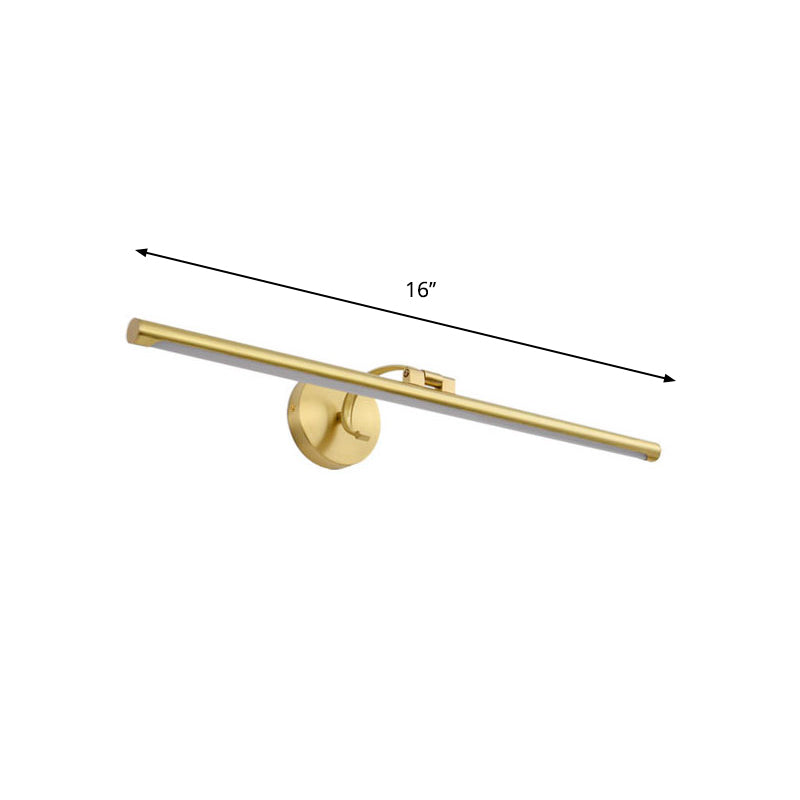 Golden Pipe Shaped Vanity Light Modern Stylish 16"/21.5" Width LED Metal Wall Sconce Light for Bathroom Clearhalo 'Cast Iron' 'Glass' 'Industrial' 'Modern wall lights' 'Modern' 'Tiffany' 'Traditional wall lights' 'Vanity Lights' 'Wall Lights' Lighting' 239342
