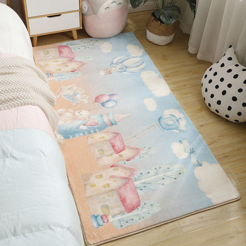 Cute Bedroom Rug Multicolor Cartoon Pattern Indoor Rug Synthetics Non-Slip Stain-Resistant Area Carpet Light Blue Clearhalo 'Area Rug' 'Rug' 2393500