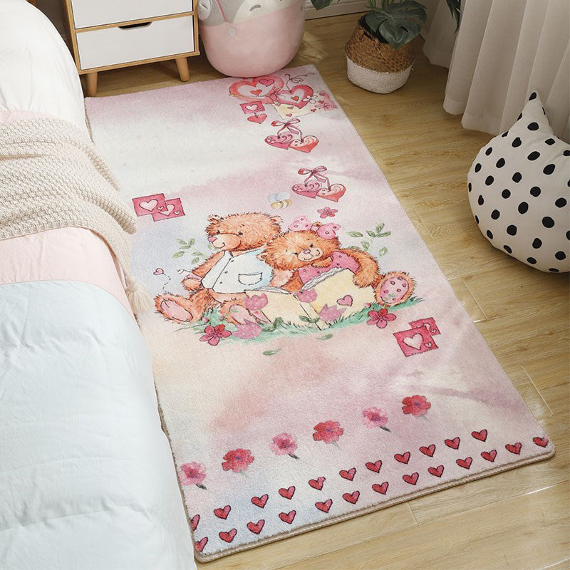 Cute Bedroom Rug Multicolor Cartoon Pattern Indoor Rug Synthetics Non-Slip Stain-Resistant Area Carpet Pink Clearhalo 'Area Rug' 'Rug' 2393503