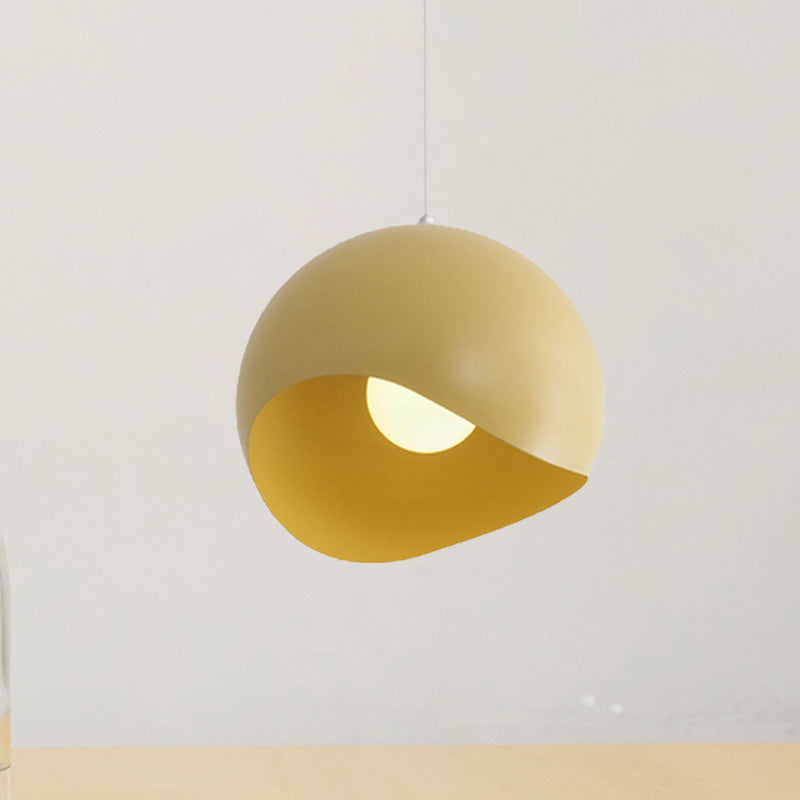 Waveforms Dome Pendant Lamp Nordic Style Metal 8"/12" W 1 Head Black/Gray Ceiling Lighting for Living Room Yellow Clearhalo 'Ceiling Lights' 'Modern Pendants' 'Modern' 'Pendant Lights' 'Pendants' Lighting' 239609