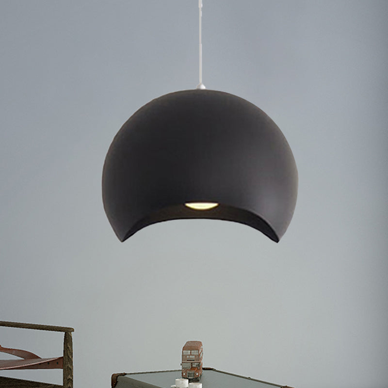 Waveforms Dome Pendant Lamp Nordic Style Metal 8"/12" W 1 Head Black/Gray Ceiling Lighting for Living Room Clearhalo 'Ceiling Lights' 'Modern Pendants' 'Modern' 'Pendant Lights' 'Pendants' Lighting' 239613