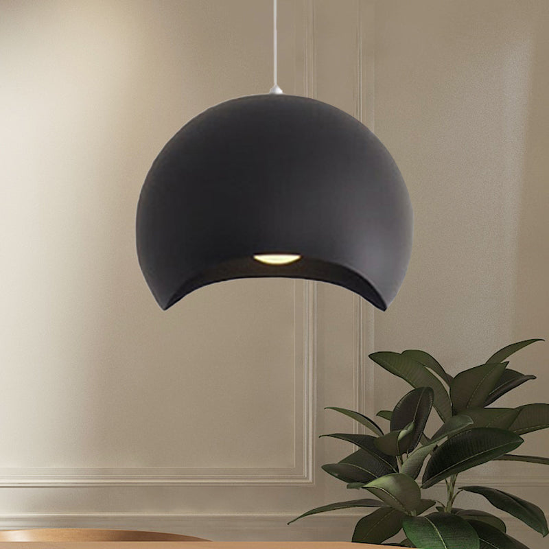 Waveforms Dome Pendant Lamp Nordic Style Metal 8"/12" W 1 Head Black/Gray Ceiling Lighting for Living Room Clearhalo 'Ceiling Lights' 'Modern Pendants' 'Modern' 'Pendant Lights' 'Pendants' Lighting' 239614