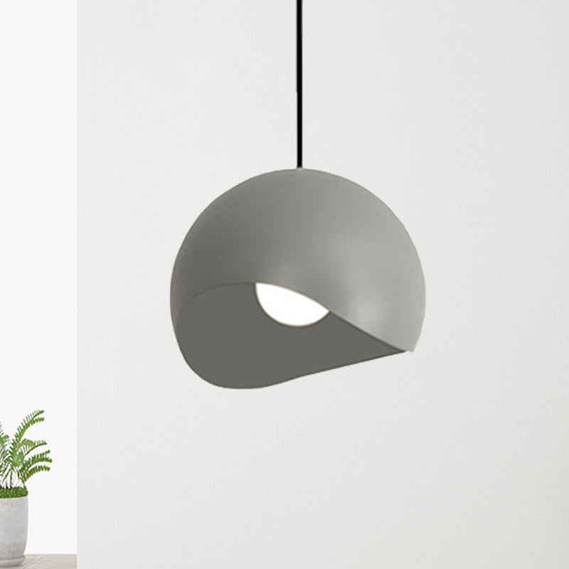 Waveforms Dome Pendant Lamp Nordic Style Metal 8"/12" W 1 Head Black/Gray Ceiling Lighting for Living Room Clearhalo 'Ceiling Lights' 'Modern Pendants' 'Modern' 'Pendant Lights' 'Pendants' Lighting' 239619