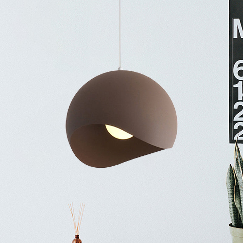 Waveforms Dome Pendant Lamp Nordic Style Metal 8"/12" W 1 Head Black/Gray Ceiling Lighting for Living Room Brown Clearhalo 'Ceiling Lights' 'Modern Pendants' 'Modern' 'Pendant Lights' 'Pendants' Lighting' 239624