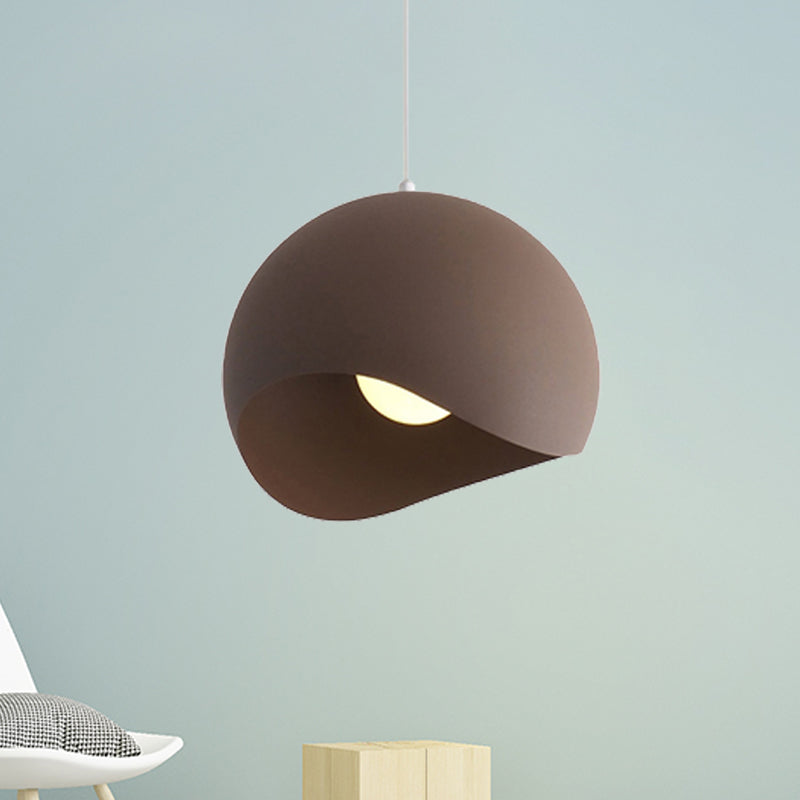 Waveforms Dome Pendant Lamp Nordic Style Metal 8"/12" W 1 Head Black/Gray Ceiling Lighting for Living Room Clearhalo 'Ceiling Lights' 'Modern Pendants' 'Modern' 'Pendant Lights' 'Pendants' Lighting' 239625