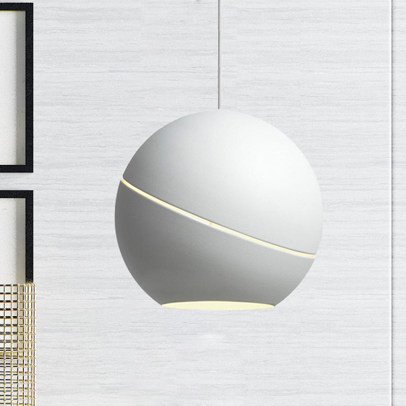 Black/Pewter Sliced Sphere Hanging Light Fixture Simple Style 1 Light Metallic Pendant Lamp for Living Room Clearhalo 'Ceiling Lights' 'Modern Pendants' 'Modern' 'Pendant Lights' 'Pendants' Lighting' 239633