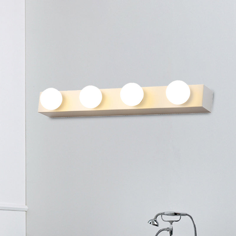 Black/White Finish Open Bulb Vanity Lighting Fixture Minimalism Style 4/5 Heads Metal Wall Light for Bathroom Clearhalo 'Cast Iron' 'Glass' 'Industrial' 'Modern wall lights' 'Modern' 'Tiffany' 'Traditional wall lights' 'Vanity Lights' 'Wall Lights' Lighting' 240050