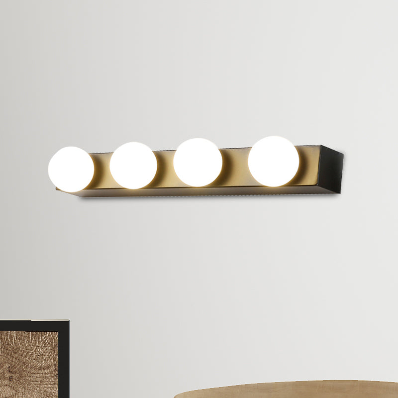 Black/White Finish Open Bulb Vanity Lighting Fixture Minimalism Style 4/5 Heads Metal Wall Light for Bathroom 4.0 Black Clearhalo 'Cast Iron' 'Glass' 'Industrial' 'Modern wall lights' 'Modern' 'Tiffany' 'Traditional wall lights' 'Vanity Lights' 'Wall Lights' Lighting' 240056