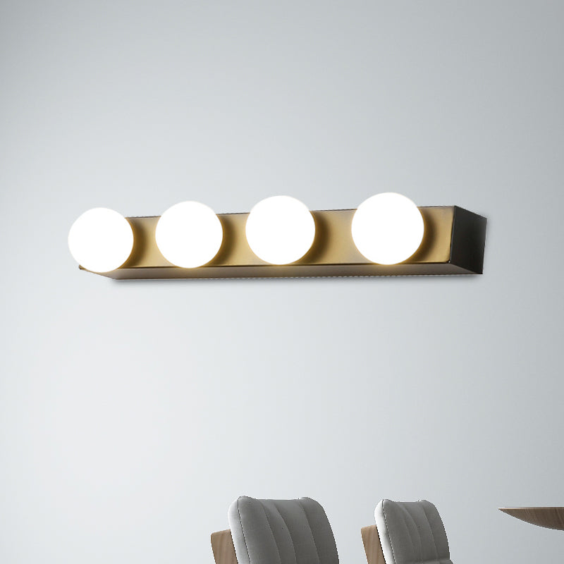 Black/White Finish Open Bulb Vanity Lighting Fixture Minimalism Style 4/5 Heads Metal Wall Light for Bathroom Clearhalo 'Cast Iron' 'Glass' 'Industrial' 'Modern wall lights' 'Modern' 'Tiffany' 'Traditional wall lights' 'Vanity Lights' 'Wall Lights' Lighting' 240057