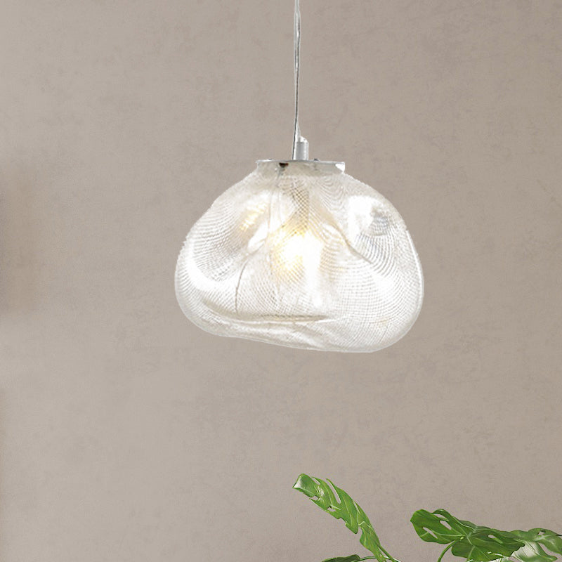 8"/12" W Cloud Shaped Pendant Light Contemporary Clear/Smoke Gray Hand-Blown Glass 1 Bulb Indoor Hanging Lamp Clear Clearhalo 'Ceiling Lights' 'Glass shade' 'Glass' 'Modern Pendants' 'Modern' 'Pendant Lights' 'Pendants' Lighting' 240300