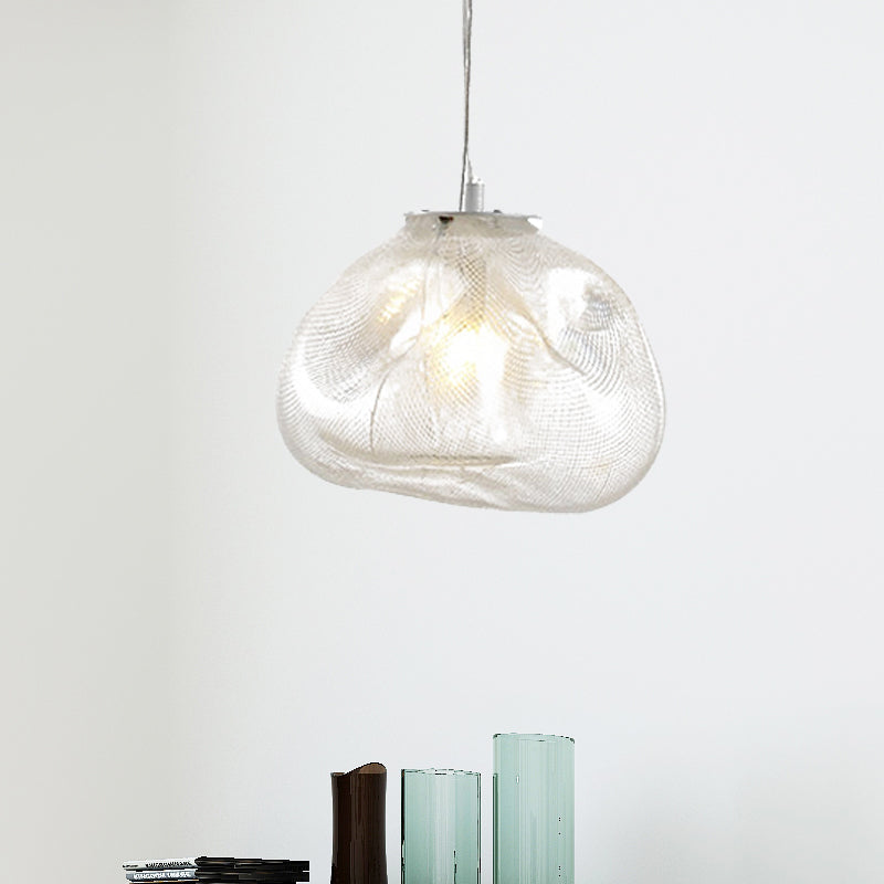 8"/12" W Cloud Shaped Pendant Light Contemporary Clear/Smoke Gray Hand-Blown Glass 1 Bulb Indoor Hanging Lamp Clearhalo 'Ceiling Lights' 'Glass shade' 'Glass' 'Modern Pendants' 'Modern' 'Pendant Lights' 'Pendants' Lighting' 240301