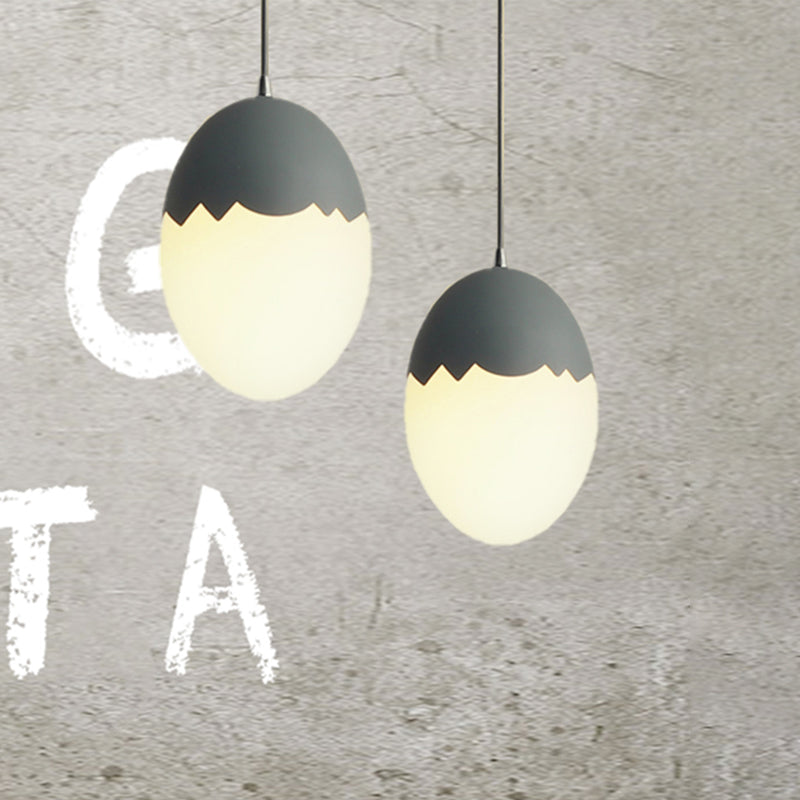 Modern Stylish Hanging Light Eggshell Acrylic Metal Suspension Light for Dining Room Clearhalo 'Ceiling Lights' 'Glass shade' 'Glass' 'Pendant Lights' 'Pendants' Lighting' 240305