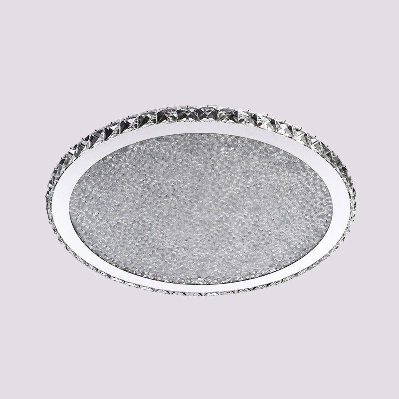 Disc LED Flush Light Fixture Simple Style Crystal Bedroom Ceiling Mounted Light in Chrome Chrome Clearhalo 'Ceiling Lights' 'Close To Ceiling Lights' 'Close to ceiling' 'Flush mount' Lighting' 2404985