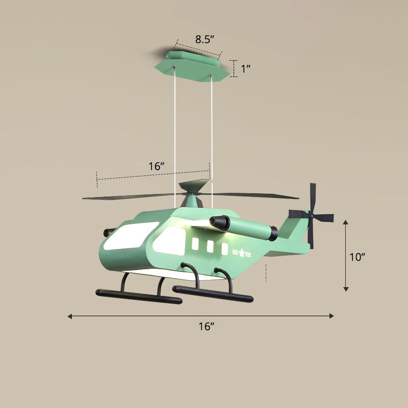 Biplane Acrylic Suspension Light Creative LED Chandelier Pendant Light for Boys Room Green Clearhalo 'Ceiling Lights' 'Chandeliers' Lighting' 2405153