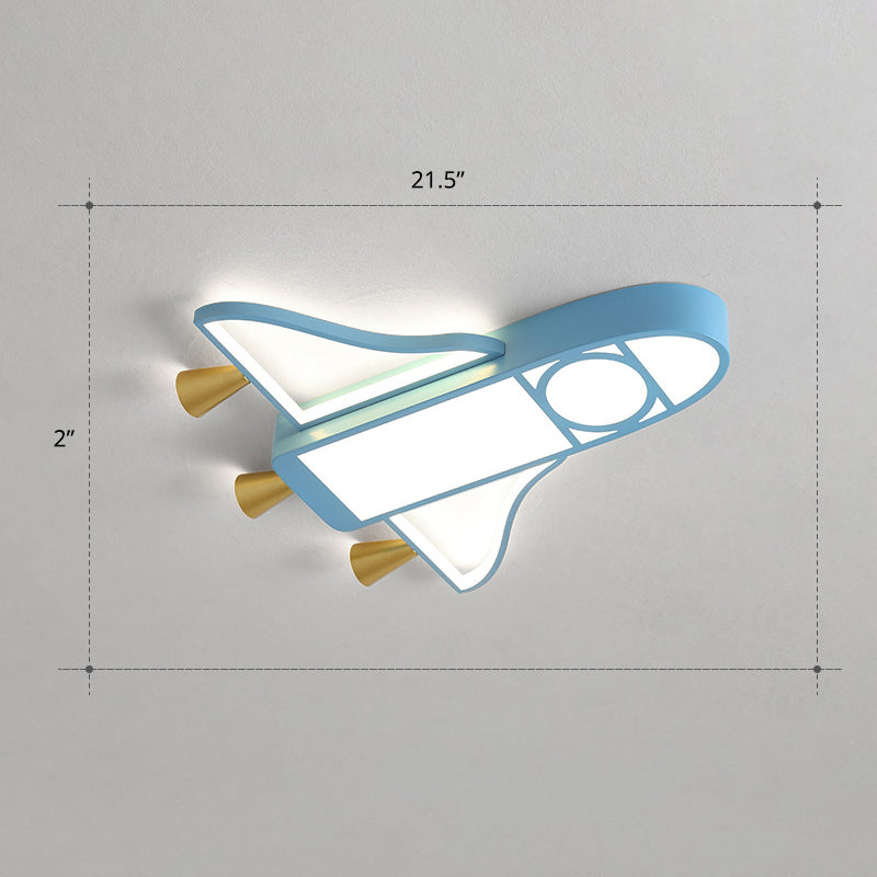 Jet Plane LED Flush-Mount Light Fixture Cartoon Acrylic Child Bedroom Ceiling Light in Blue Blue White Rounded Clearhalo 'Ceiling Lights' 'Close To Ceiling Lights' 'Close to ceiling' 'Flush mount' Lighting' 2405183