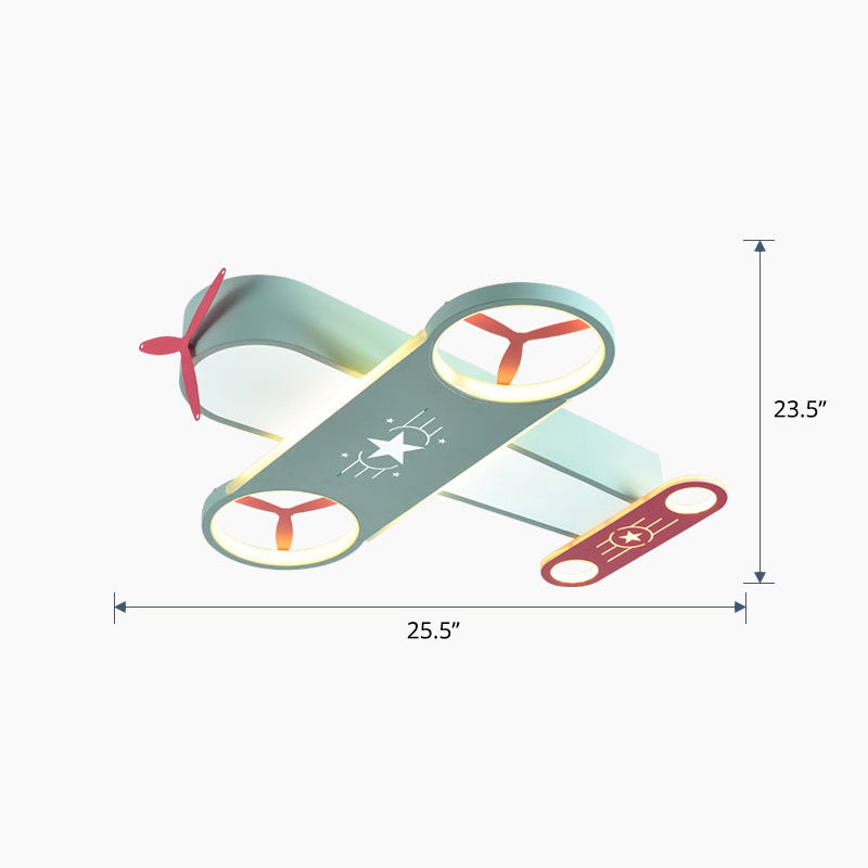 Creative Cartoon LED Flush Light Aircraft Shaped Ceiling Mount Lamp with Acrylic Shade Green Third Gear Clearhalo 'Ceiling Lights' 'Close To Ceiling Lights' 'Close to ceiling' 'Semi-flushmount' Lighting' 2405193