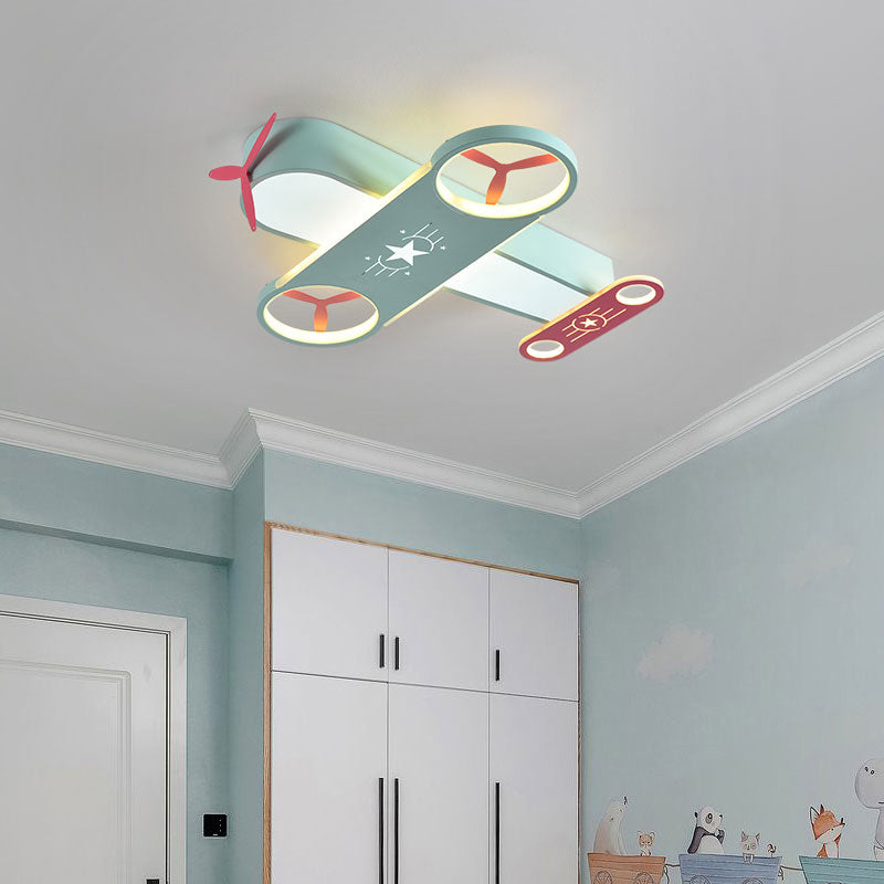 Creative Cartoon LED Flush Light Aircraft Shaped Ceiling Mount Lamp with Acrylic Shade Clearhalo 'Ceiling Lights' 'Close To Ceiling Lights' 'Close to ceiling' 'Semi-flushmount' Lighting' 2405197