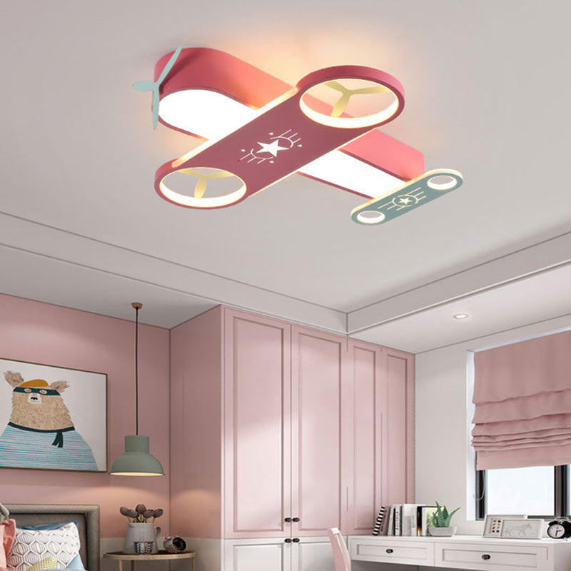Creative Cartoon LED Flush Light Aircraft Shaped Ceiling Mount Lamp with Acrylic Shade Clearhalo 'Ceiling Lights' 'Close To Ceiling Lights' 'Close to ceiling' 'Semi-flushmount' Lighting' 2405199