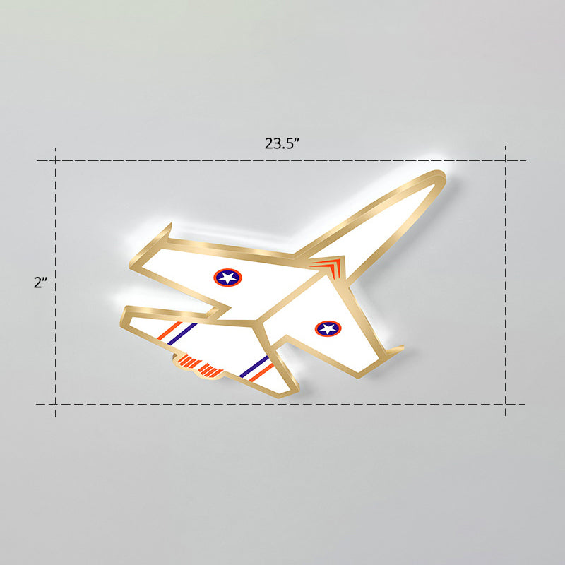 Ultra-Thin Airplane LED Flush Mount Lamp Cartoon Acrylic Child Room Ceiling Light Fixture Gold 23.5" White Clearhalo 'Ceiling Lights' 'Close To Ceiling Lights' 'Close to ceiling' 'Flush mount' Lighting' 2405218