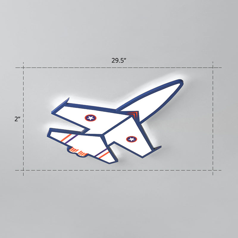 Ultra-Thin Airplane LED Flush Mount Lamp Cartoon Acrylic Child Room Ceiling Light Fixture Blue 29.5" White Clearhalo 'Ceiling Lights' 'Close To Ceiling Lights' 'Close to ceiling' 'Flush mount' Lighting' 2405226