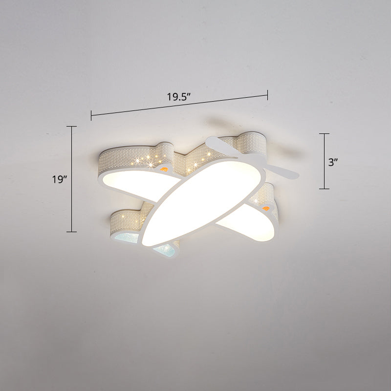 Metal Airplane Flushmount Light Cartoon LED Ceiling Light Fixture with Hollowed-out Design White 20" Warm Clearhalo 'Ceiling Lights' 'Close To Ceiling Lights' 'Close to ceiling' 'Flush mount' Lighting' 2405362