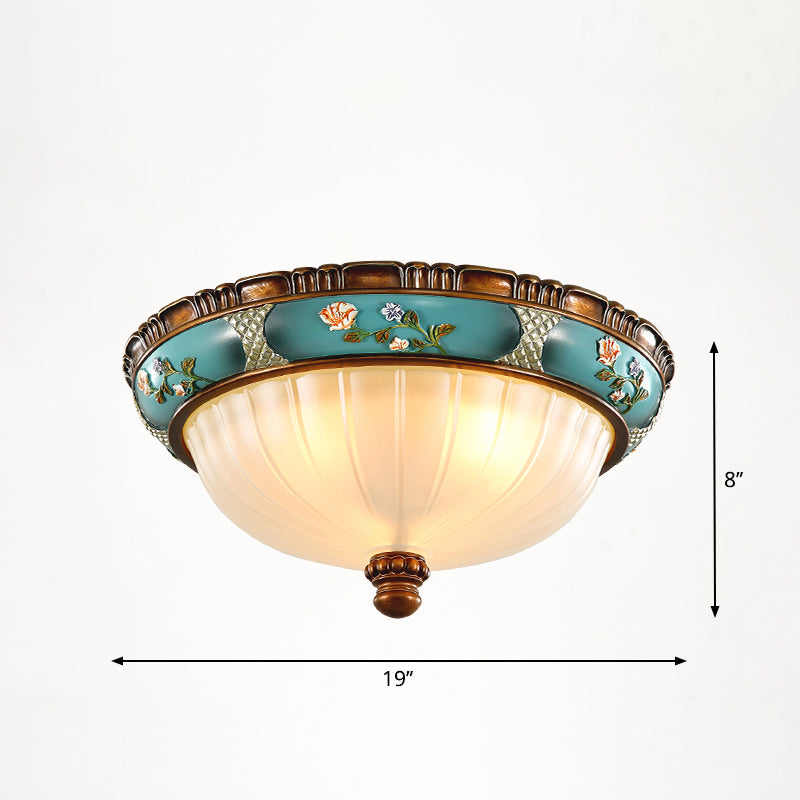 Dome Bedroom Flush Ceiling Light Vintage Frosted Glass Flush-Mount Lighting Fixture 4 Light Blue Clearhalo 'Ceiling Lights' 'Close To Ceiling Lights' 'Close to ceiling' 'Flush mount' Lighting' 2405370