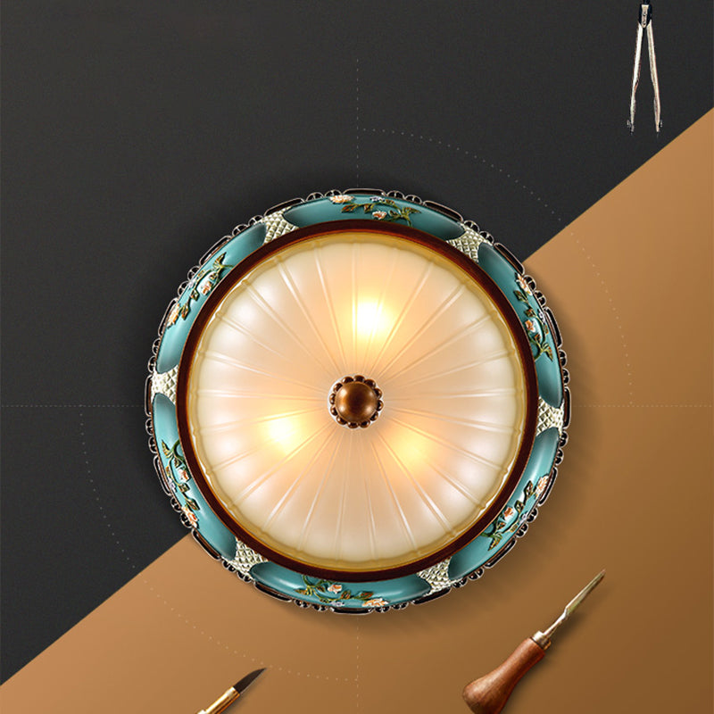 Dome Bedroom Flush Ceiling Light Vintage Frosted Glass Flush-Mount Lighting Fixture Clearhalo 'Ceiling Lights' 'Close To Ceiling Lights' 'Close to ceiling' 'Flush mount' Lighting' 2405373