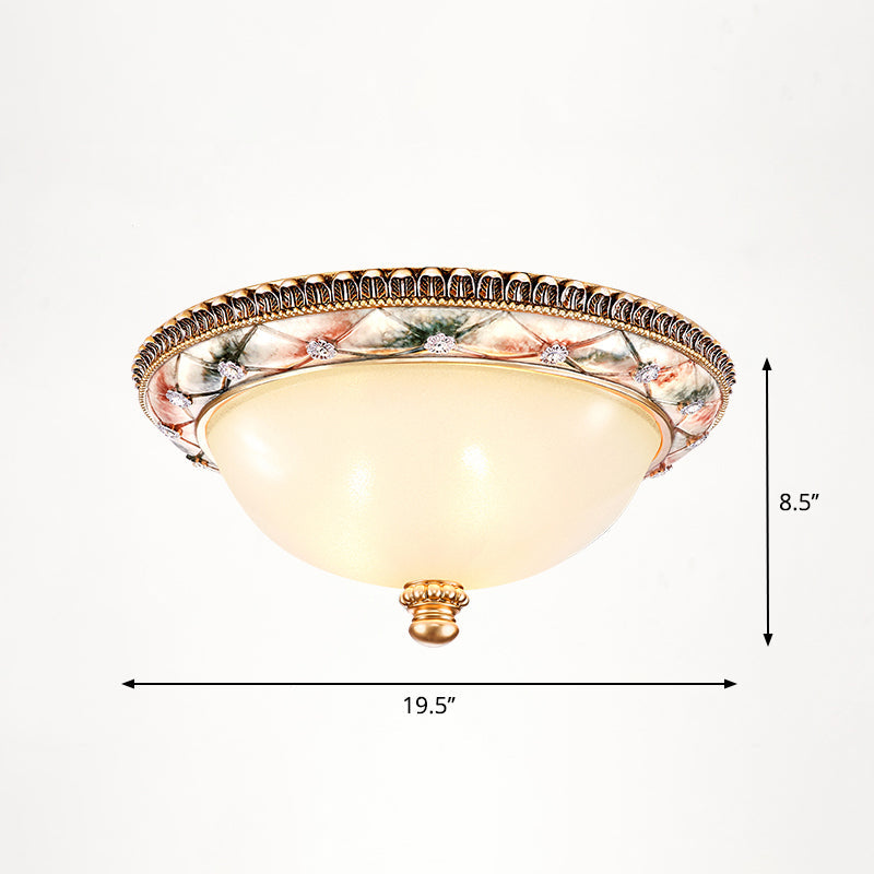Dome Bedroom Flush Ceiling Light Vintage Frosted Glass Flush-Mount Lighting Fixture 4 Pink-White Clearhalo 'Ceiling Lights' 'Close To Ceiling Lights' 'Close to ceiling' 'Flush mount' Lighting' 2405384